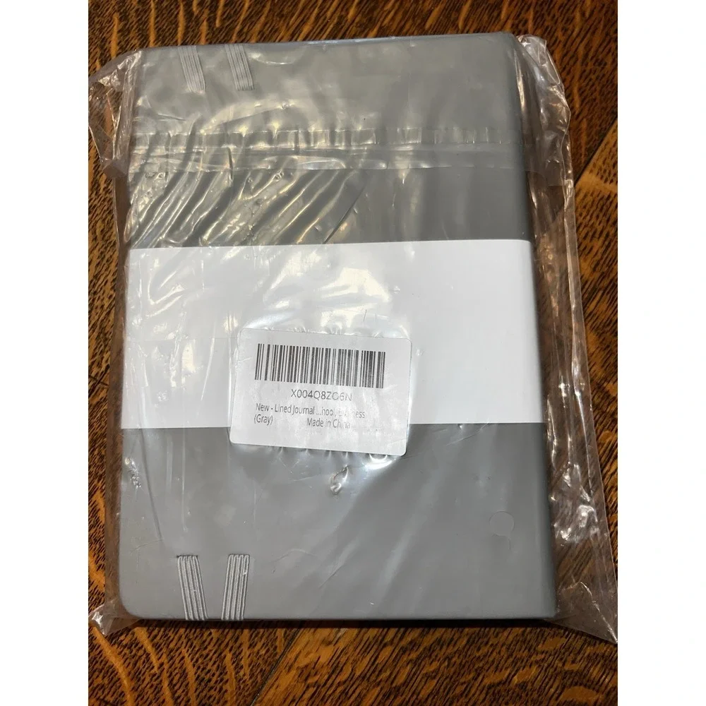 XIVVYWEN A5 Notebook College Ruled Journal Gray Faux Leather Cover Lined 352P